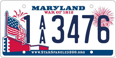 MD license plate 1AA3476