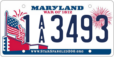 MD license plate 1AA3493