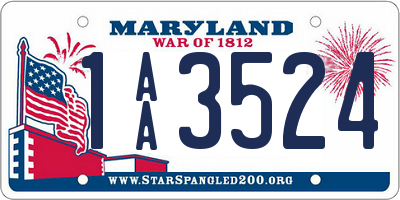 MD license plate 1AA3524
