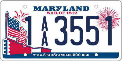 MD license plate 1AA3551