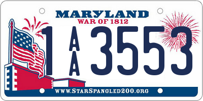 MD license plate 1AA3553