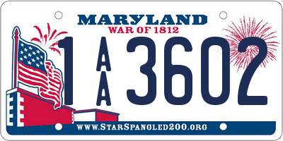 MD license plate 1AA3602