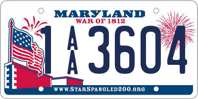 MD license plate 1AA3604