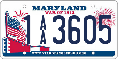 MD license plate 1AA3605