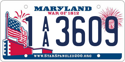 MD license plate 1AA3609