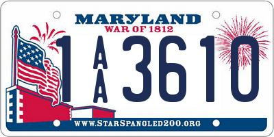 MD license plate 1AA3610