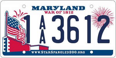 MD license plate 1AA3612