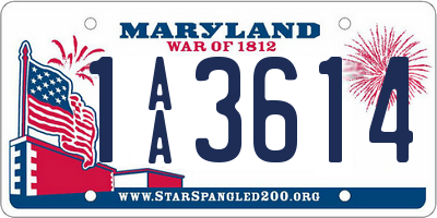 MD license plate 1AA3614