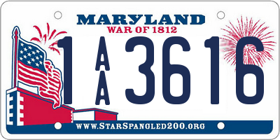 MD license plate 1AA3616