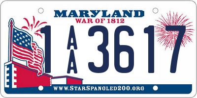 MD license plate 1AA3617