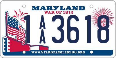 MD license plate 1AA3618