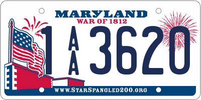 MD license plate 1AA3620