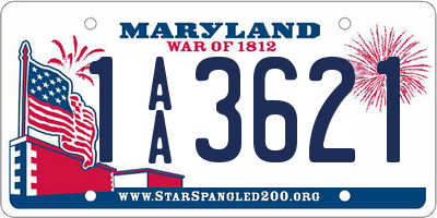 MD license plate 1AA3621