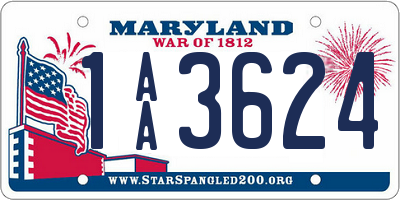 MD license plate 1AA3624