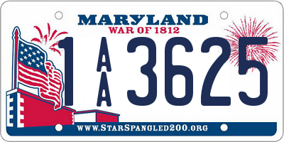 MD license plate 1AA3625