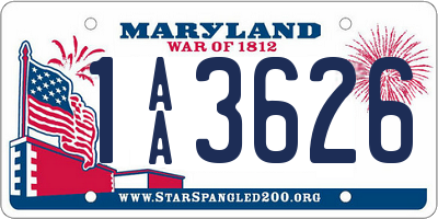 MD license plate 1AA3626