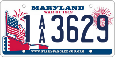 MD license plate 1AA3629