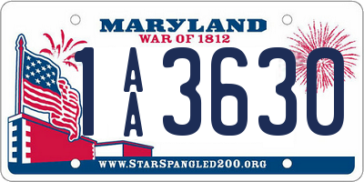 MD license plate 1AA3630