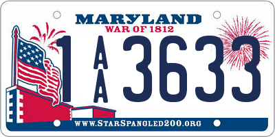 MD license plate 1AA3633