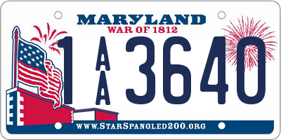 MD license plate 1AA3640