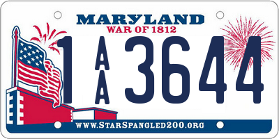 MD license plate 1AA3644