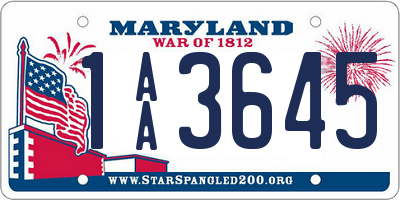 MD license plate 1AA3645