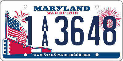 MD license plate 1AA3648