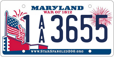 MD license plate 1AA3655