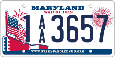 MD license plate 1AA3657