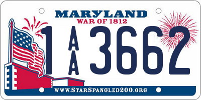 MD license plate 1AA3662