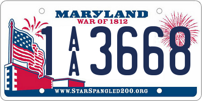 MD license plate 1AA3668