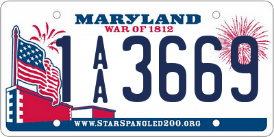 MD license plate 1AA3669