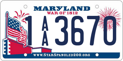 MD license plate 1AA3670