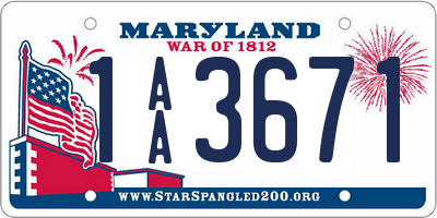 MD license plate 1AA3671