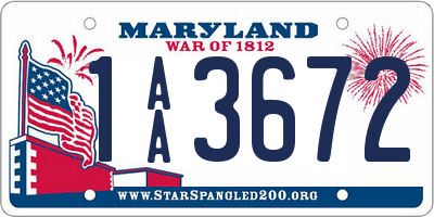 MD license plate 1AA3672