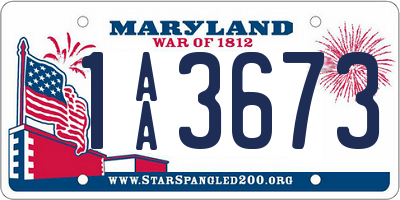 MD license plate 1AA3673