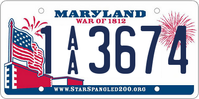 MD license plate 1AA3674