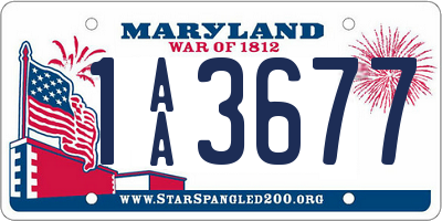 MD license plate 1AA3677