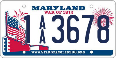 MD license plate 1AA3678