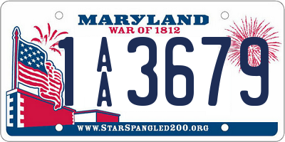 MD license plate 1AA3679