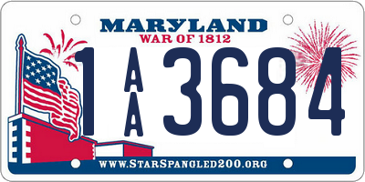 MD license plate 1AA3684