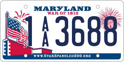 MD license plate 1AA3688