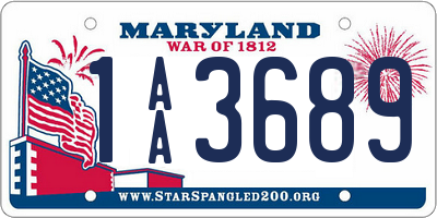 MD license plate 1AA3689