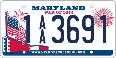 MD license plate 1AA3691