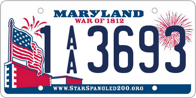 MD license plate 1AA3693