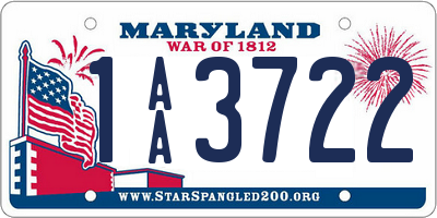 MD license plate 1AA3722