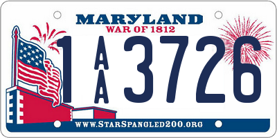 MD license plate 1AA3726