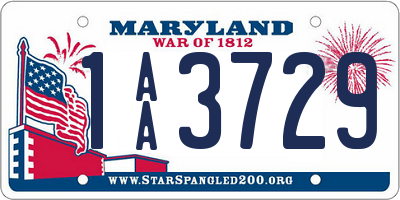 MD license plate 1AA3729