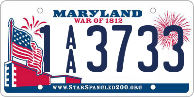 MD license plate 1AA3733