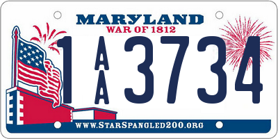 MD license plate 1AA3734